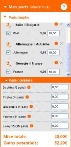 Panier de 4 paris simples 1N2 au PMU