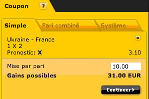 Coupon Bwin avec 10€ de mise sur le Nul du match de foot Ukraine-France dans le cadre des qualifications de l’Euro 2012