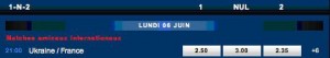 Exemple d’un pari 1N2 sur le match Ukraine-France dans le cadre des qualifications pour l’Euro 2012